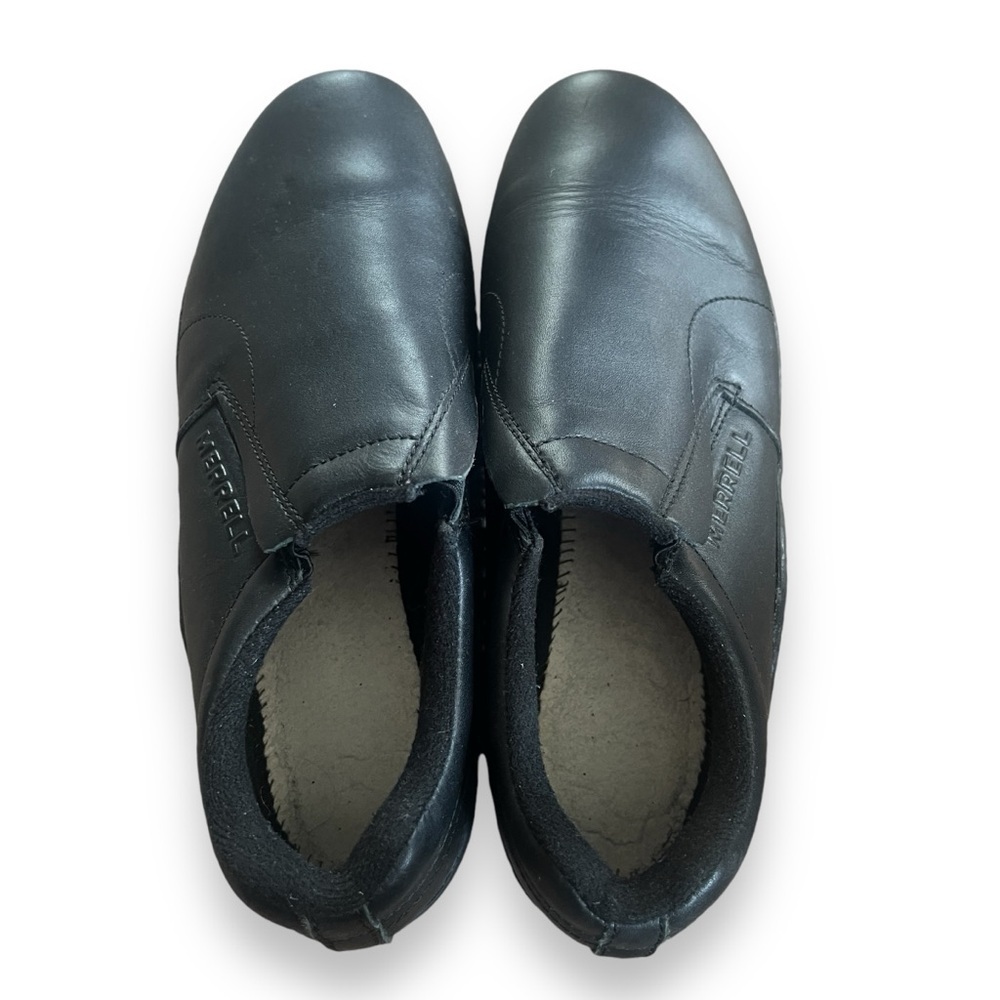 Merrell Black Leather Jungle Moc Slip-on Grippy Sole Shoes ⚠️ Missing Insert ⚠️ - Picture 7 of 11